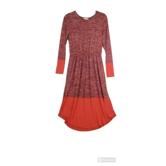 Reborn Midi Sweater Dress Size L Long Sleeve Maroon Rust Modest Soft - Picture 2 of 9